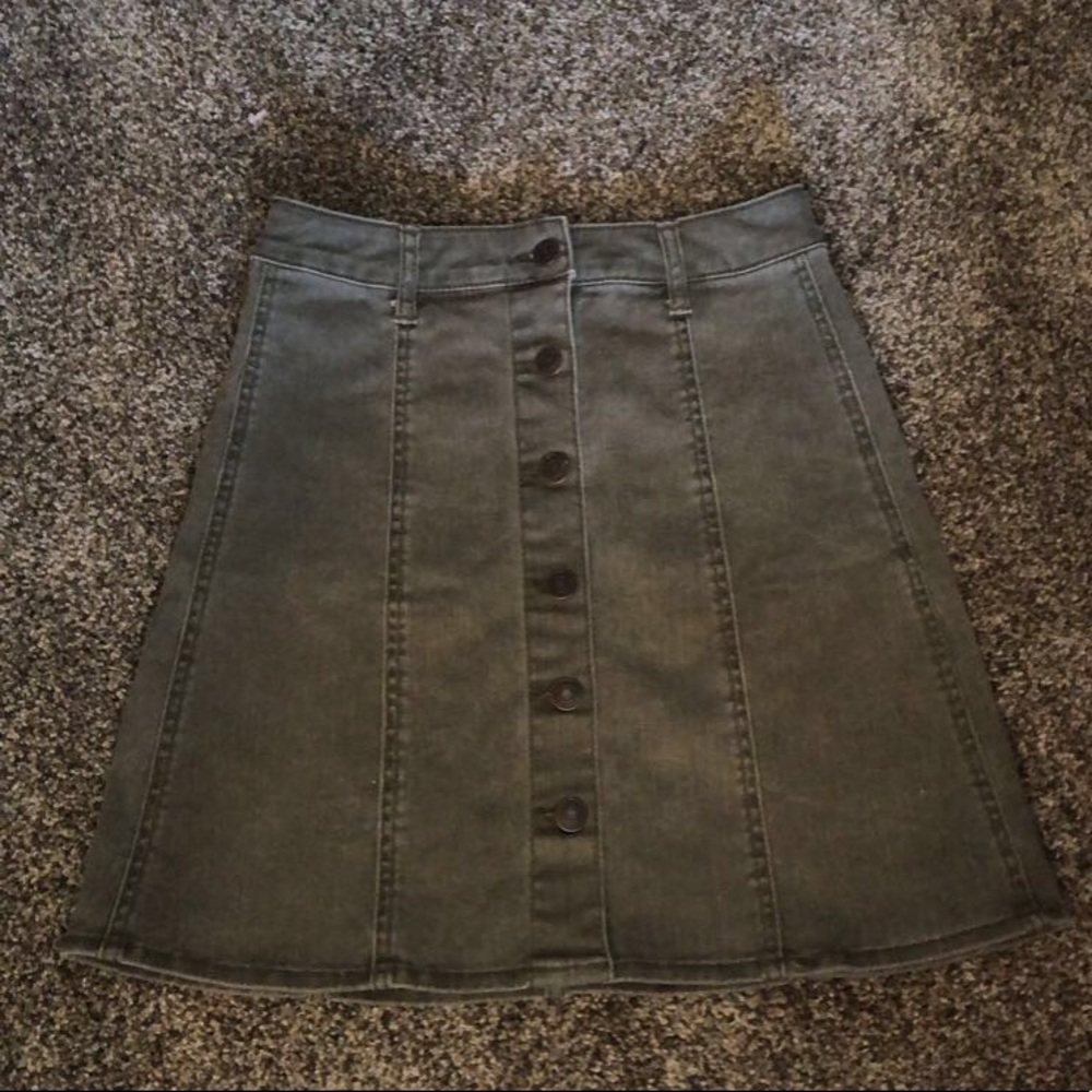 Olive green jean skirt